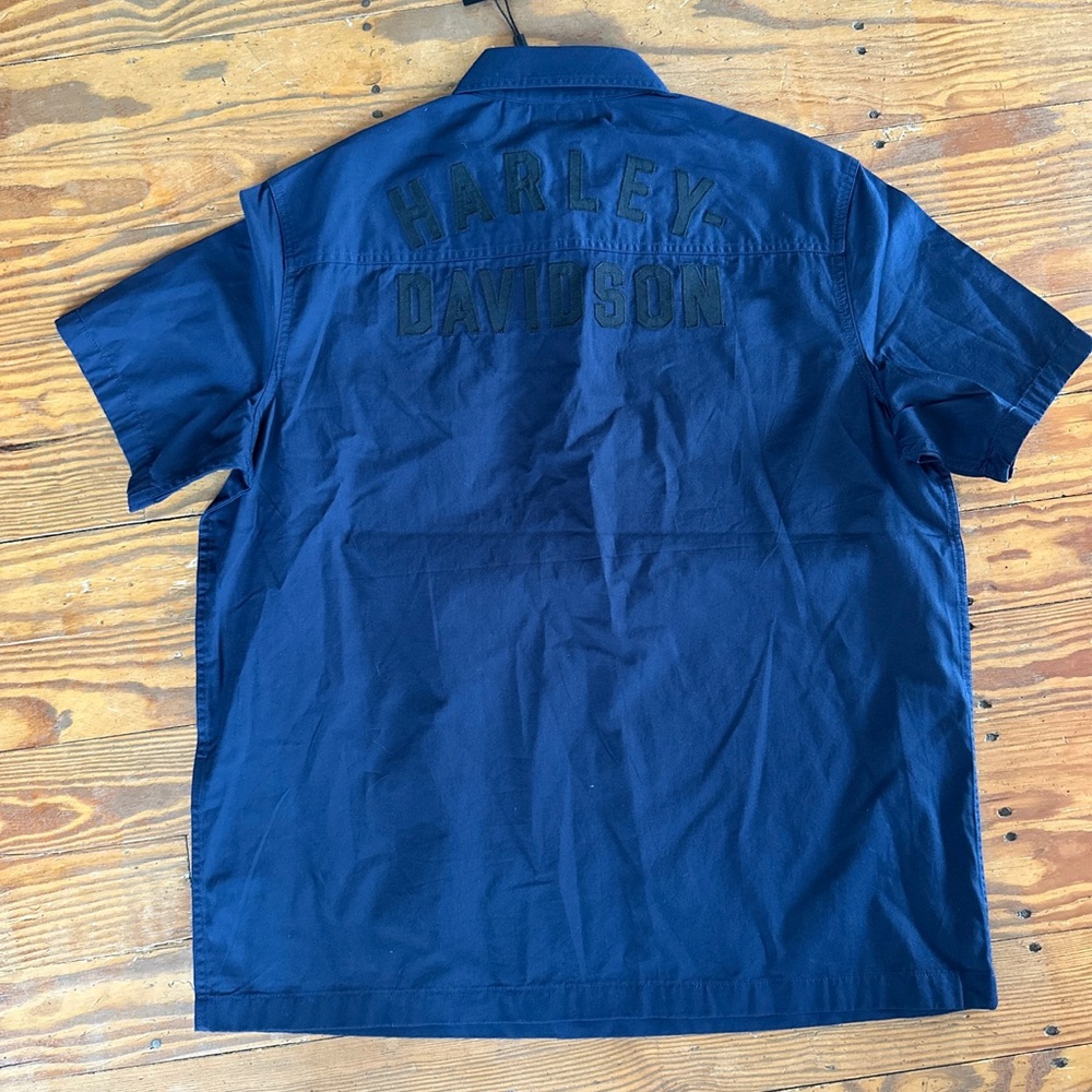 NWT Harley Davidson Mens Short Sleeve 1/4 Zip Blue  Pullover Size L